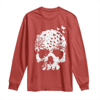 Dark Gothic Graphic Skull Floral Butterfly Long Sleeve Shirt