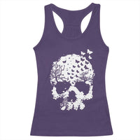 Dark Gothic Graphic Skull Floral Butterfly Racerback Tank Top
