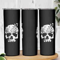 Dark Gothic Graphic Skull Floral Butterfly Skinny Tumbler