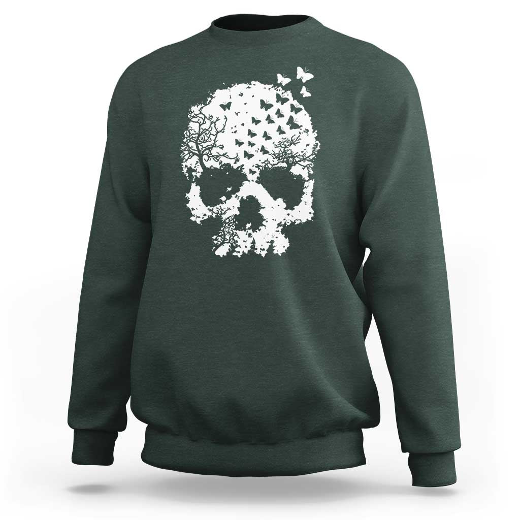 Dark Gothic Graphic Skull Floral Butterfly Sweatshirt