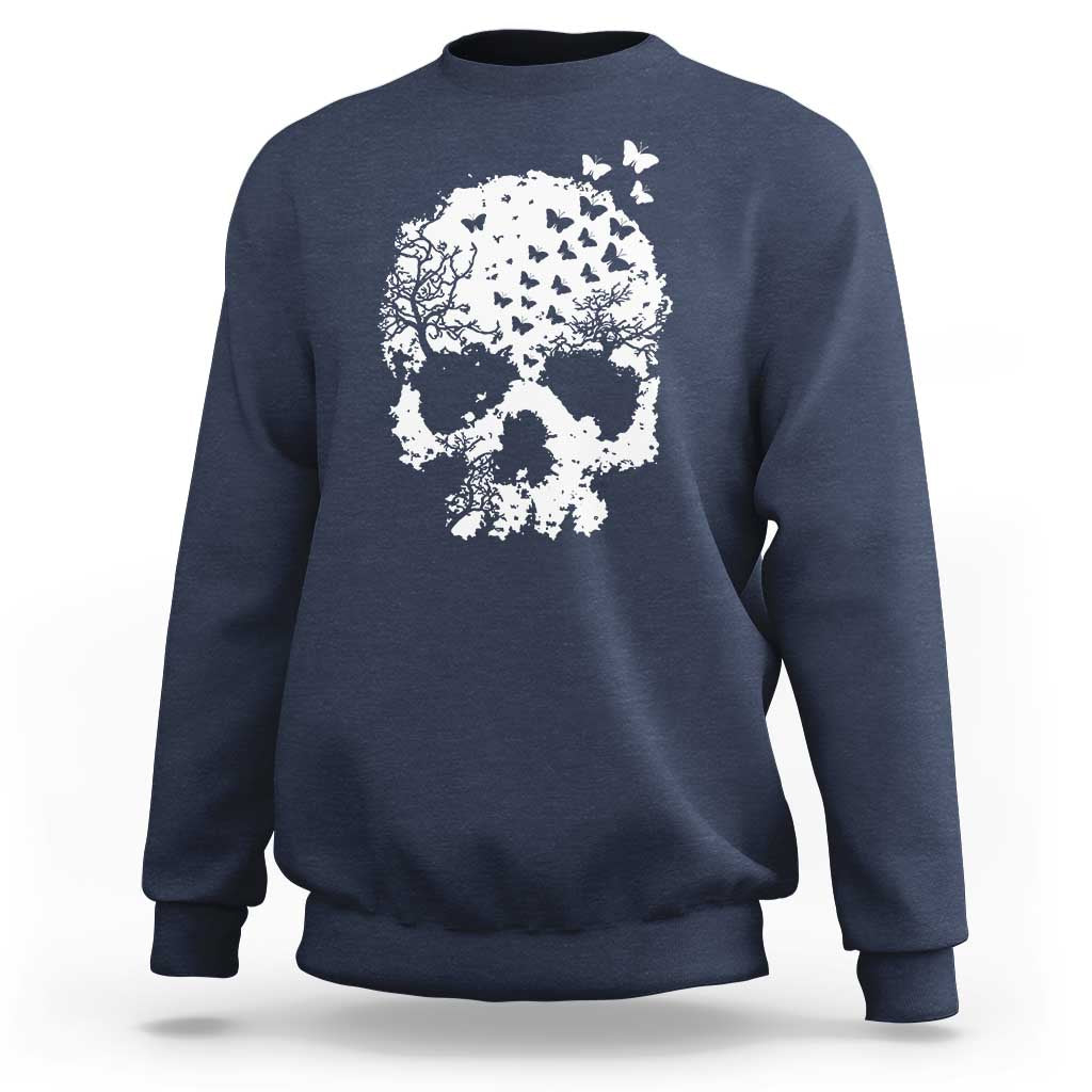 Dark Gothic Graphic Skull Floral Butterfly Sweatshirt