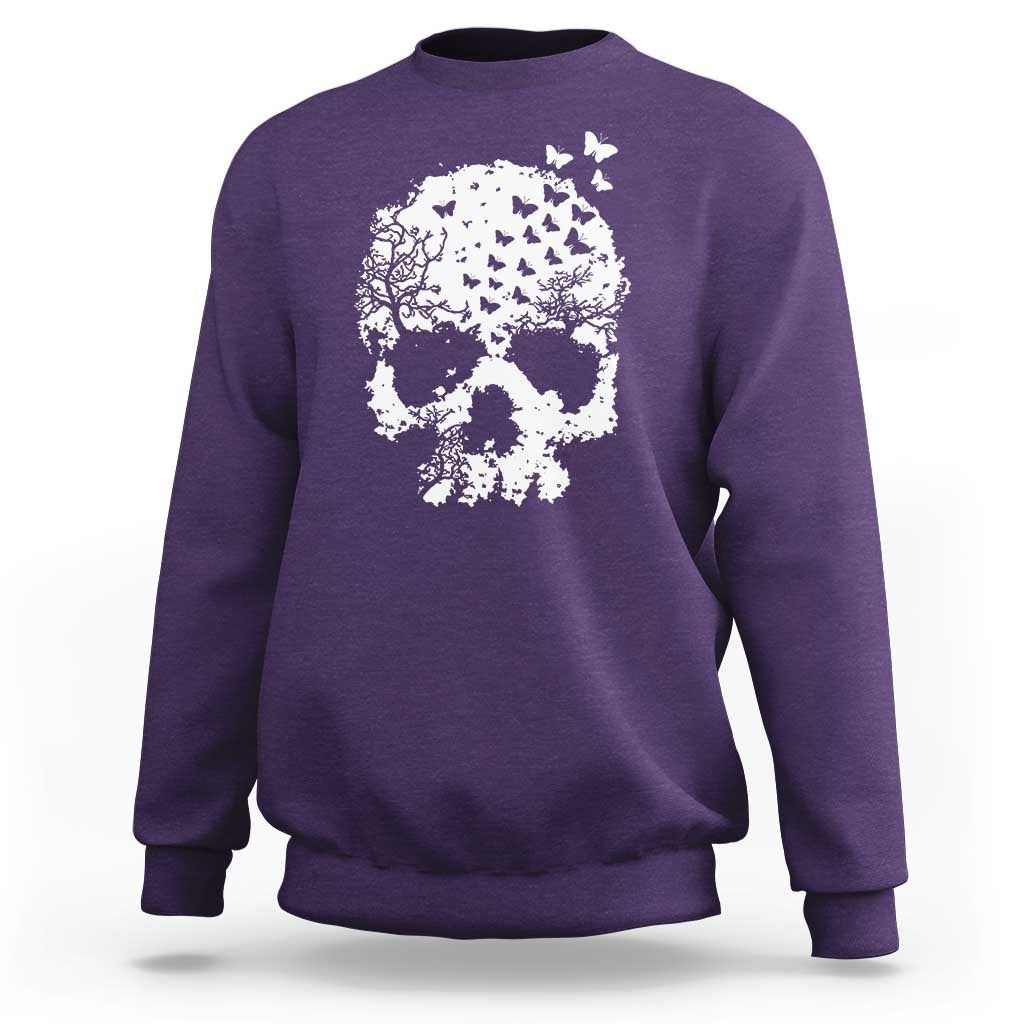 Dark Gothic Graphic Skull Floral Butterfly Sweatshirt
