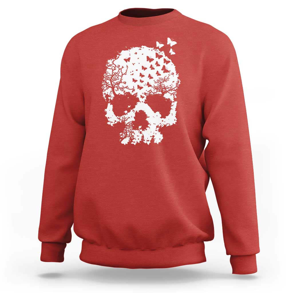 Dark Gothic Graphic Skull Floral Butterfly Sweatshirt