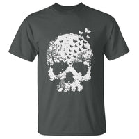 Dark Gothic Graphic Skull Floral Butterfly T Shirt