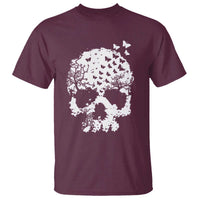 Dark Gothic Graphic Skull Floral Butterfly T Shirt