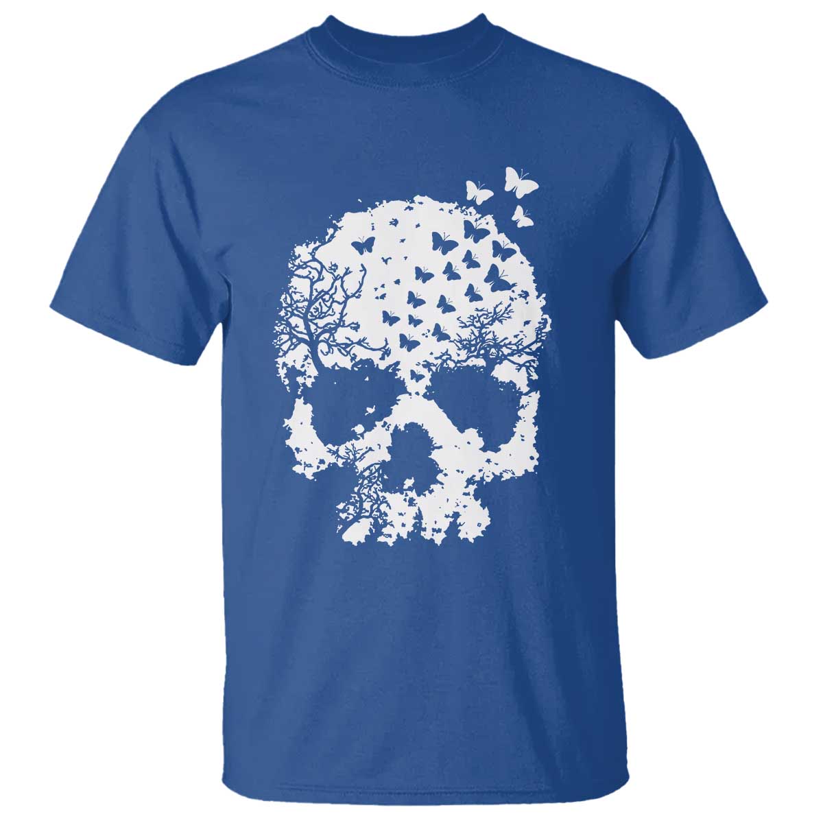 Dark Gothic Graphic Skull Floral Butterfly T Shirt
