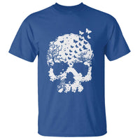 Dark Gothic Graphic Skull Floral Butterfly T Shirt