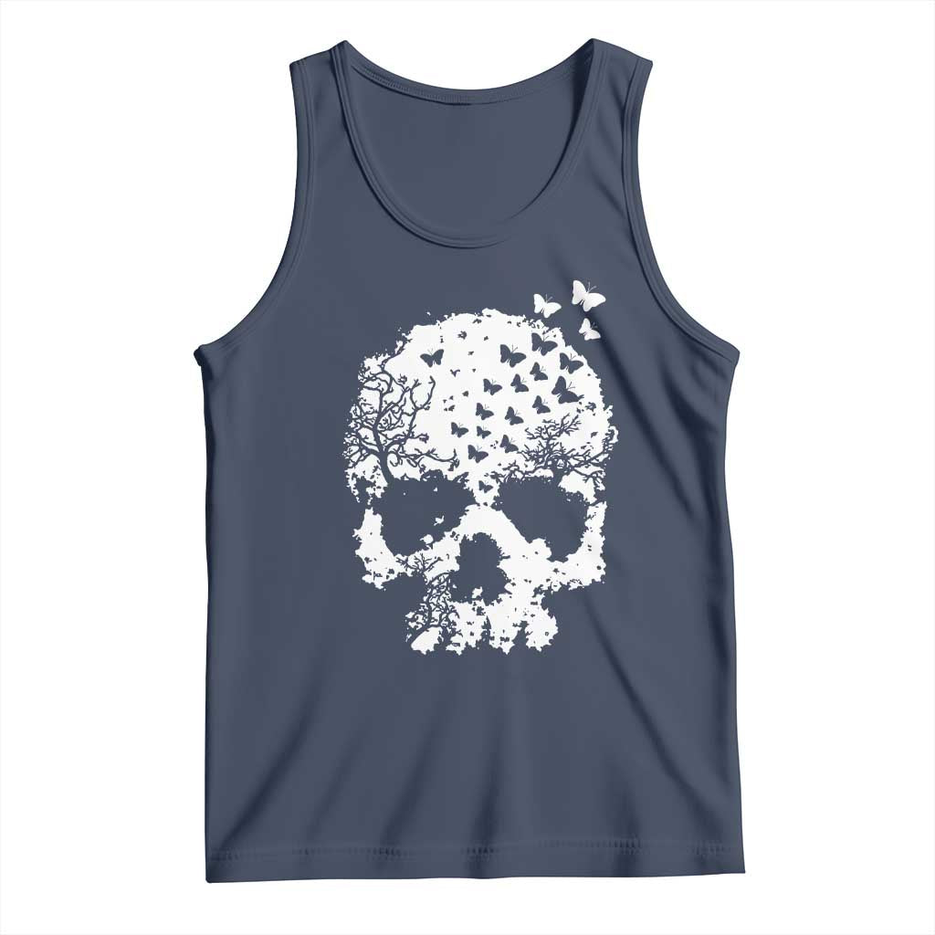 Dark Gothic Graphic Skull Floral Butterfly Tank Top