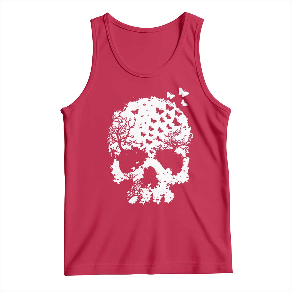 Dark Gothic Graphic Skull Floral Butterfly Tank Top