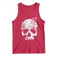 Dark Gothic Graphic Skull Floral Butterfly Tank Top