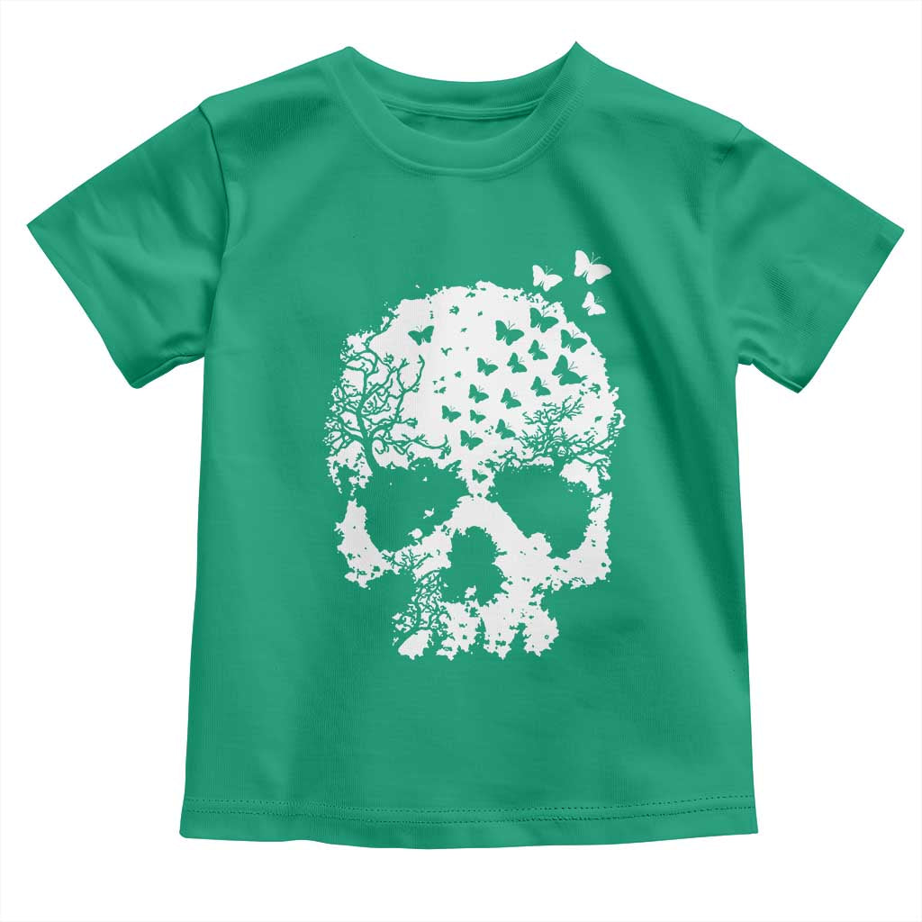 Dark Gothic Graphic Skull Floral Butterfly Toddler T Shirt