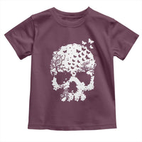 Dark Gothic Graphic Skull Floral Butterfly Toddler T Shirt