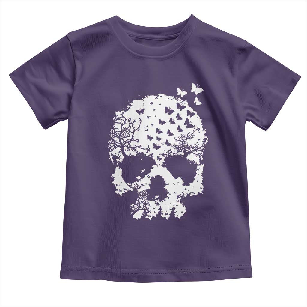 Dark Gothic Graphic Skull Floral Butterfly Toddler T Shirt