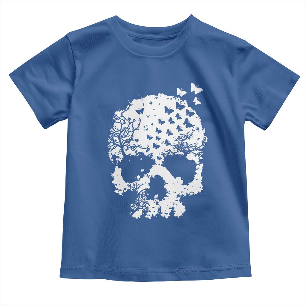 Dark Gothic Graphic Skull Floral Butterfly Toddler T Shirt