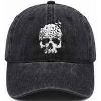 Dark Gothic Graphic Skull Floral Butterfly Washed Cotton Baseball Cap