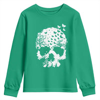 Dark Gothic Graphic Skull Floral Butterfly Youth Sweatshirt