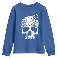 Dark Gothic Graphic Skull Floral Butterfly Youth Sweatshirt