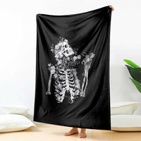Gothic Grunge Floral Skeleton Throw Blanket Dark Alternative Aesthetic For Women