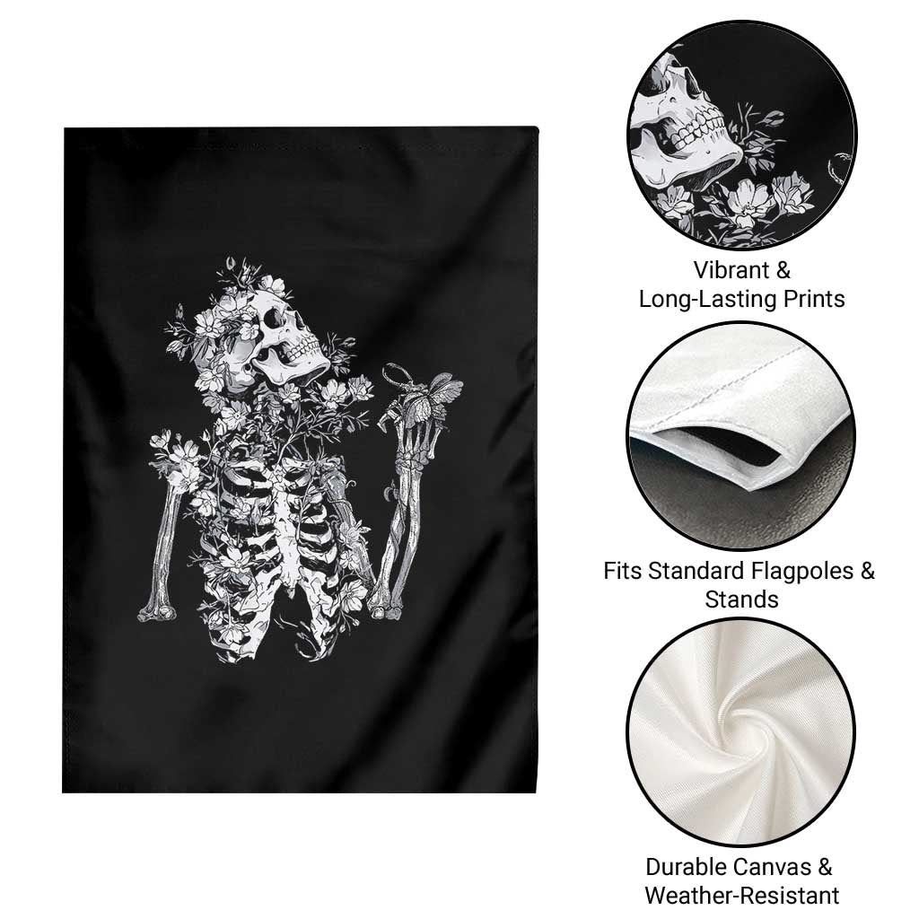 Gothic Grunge Floral Skeleton Garden Flag Dark Alternative Aesthetic For Women