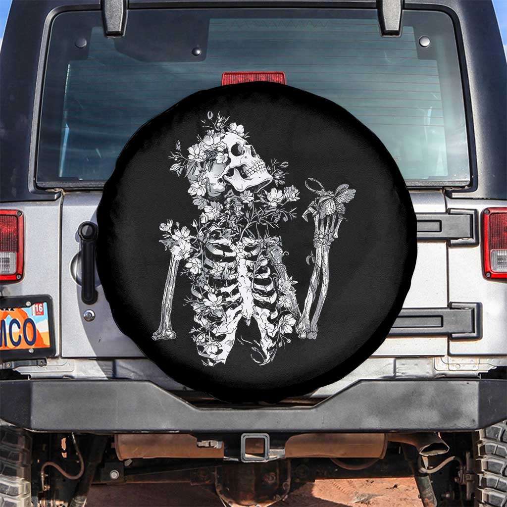 Gothic Grunge Floral Skeleton Spare Tire Cover Dark Alternative Aesthetic For Women