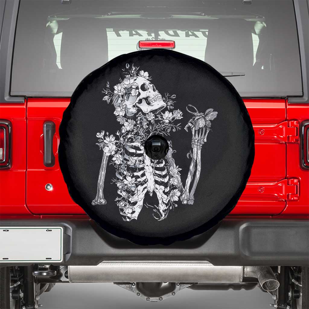 Gothic Grunge Floral Skeleton Spare Tire Cover Dark Alternative Aesthetic For Women