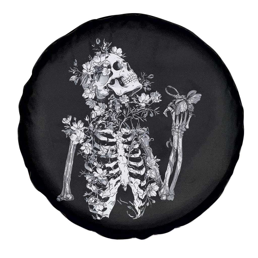 Gothic Grunge Floral Skeleton Spare Tire Cover Dark Alternative Aesthetic For Women