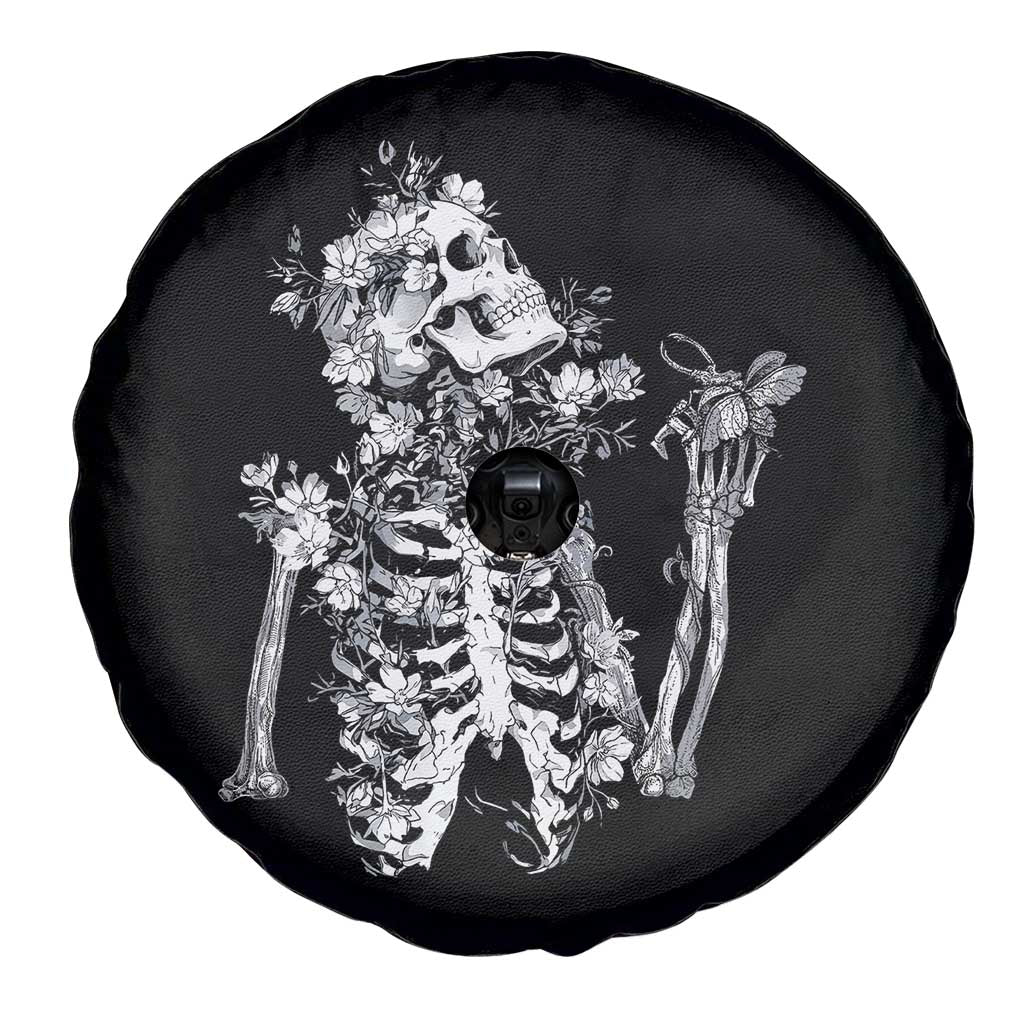 Gothic Grunge Floral Skeleton Spare Tire Cover Dark Alternative Aesthetic For Women