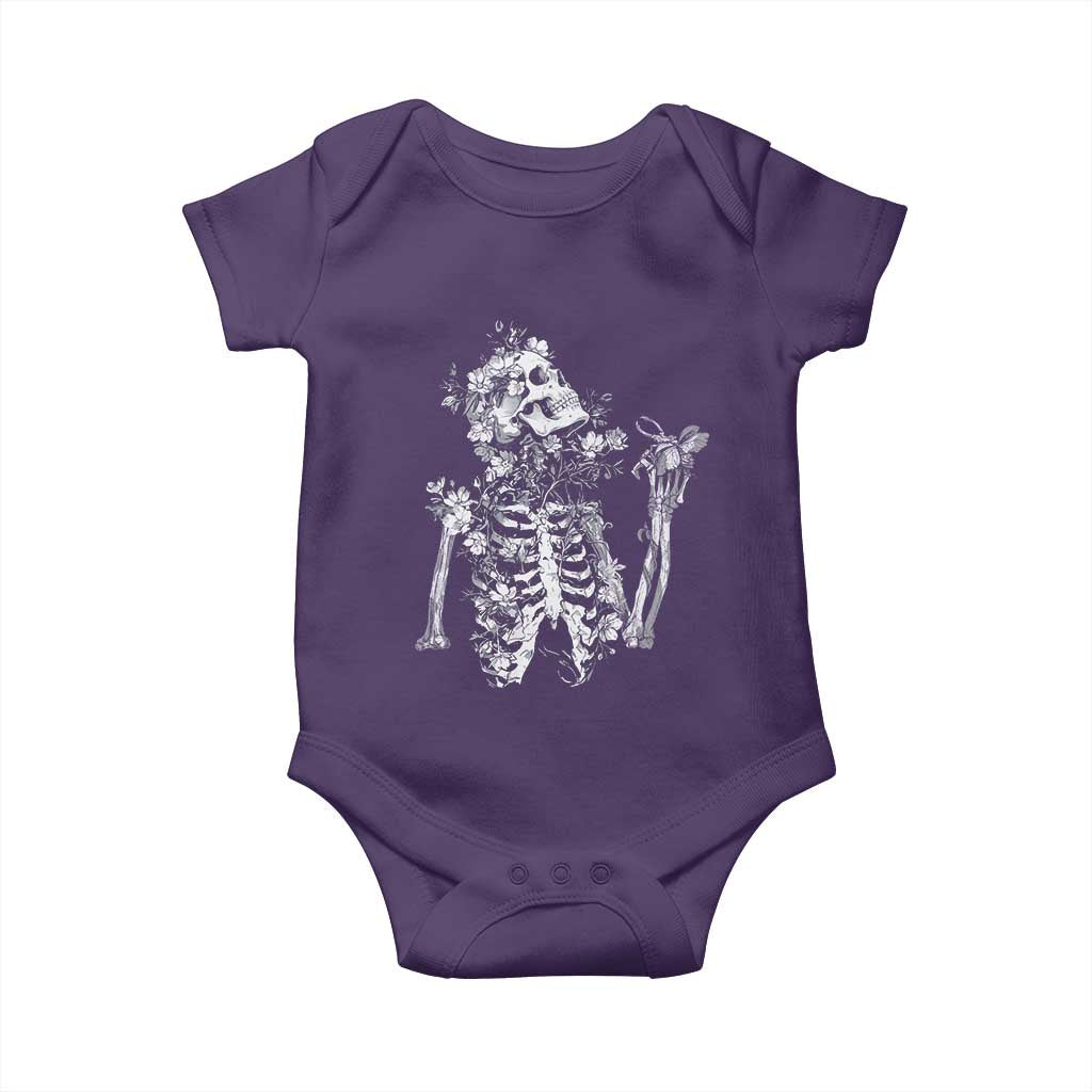 Gothic Grunge Floral Skeleton Baby Onesie Dark Alternative Aesthetic For Women