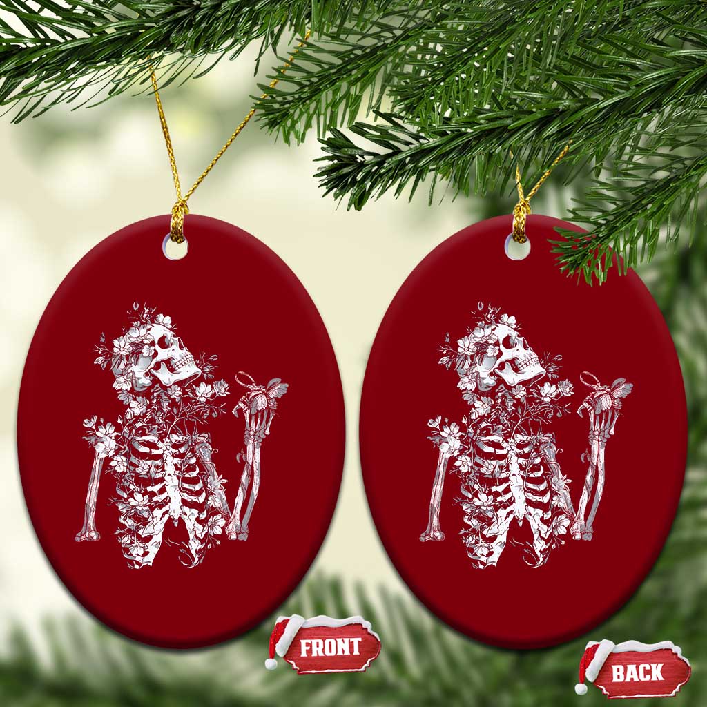 Gothic Grunge Floral Skeleton Ceramic Ornament Dark Alternative Aesthetic For Women