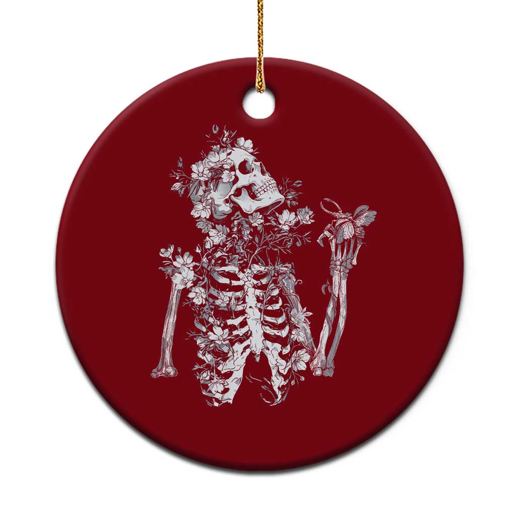 Gothic Grunge Floral Skeleton Ceramic Ornament Dark Alternative Aesthetic For Women