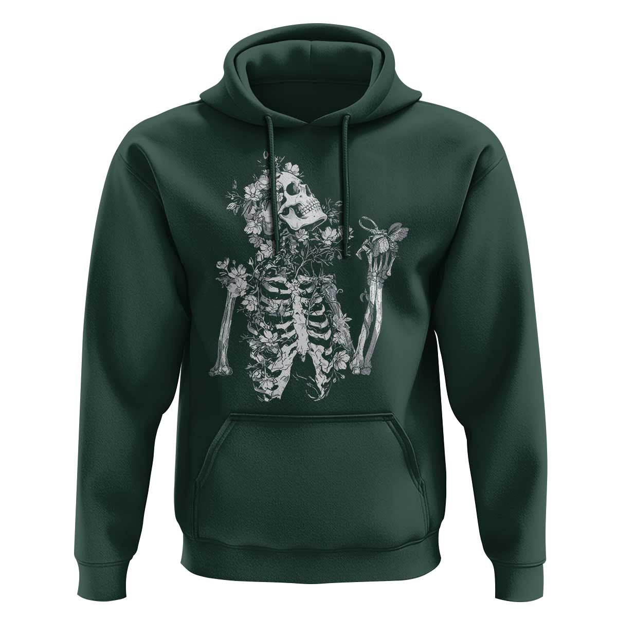 Gothic Grunge Floral Skeleton Hoodie Dark Alternative Aesthetic For Women
