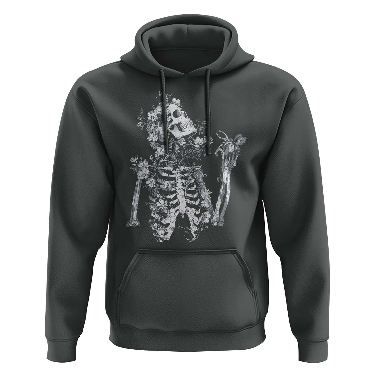 Gothic Grunge Floral Skeleton Hoodie Dark Alternative Aesthetic For Women