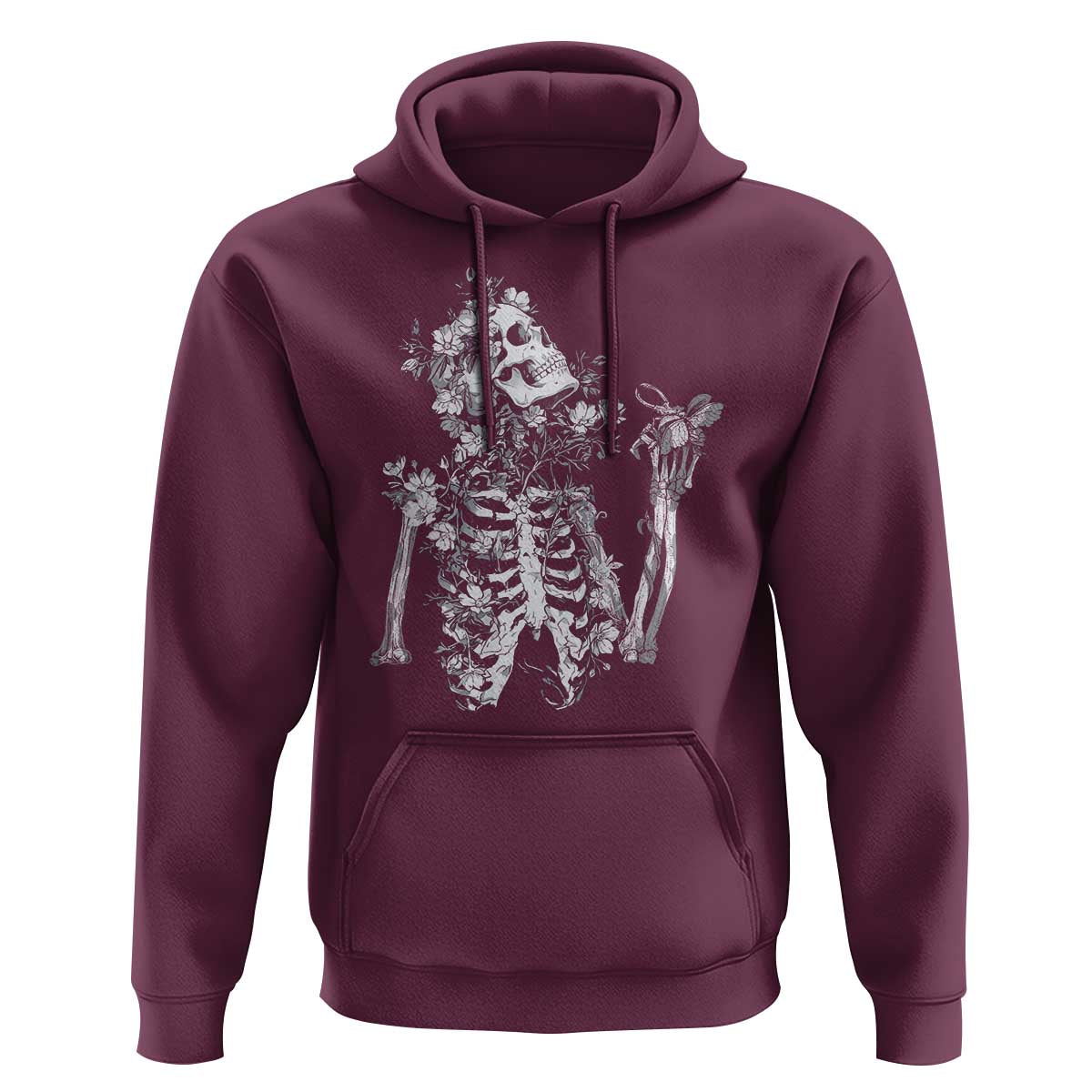 Gothic Grunge Floral Skeleton Hoodie Dark Alternative Aesthetic For Women