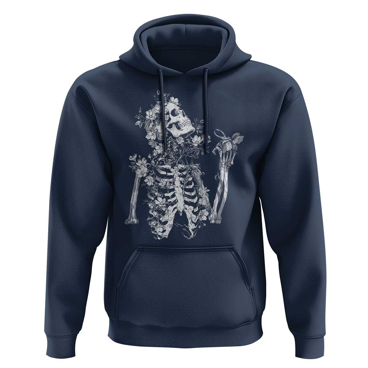 Gothic Grunge Floral Skeleton Hoodie Dark Alternative Aesthetic For Women