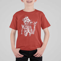 Gothic Grunge Floral Skeleton T Shirt For Kid Dark Alternative Aesthetic For Women
