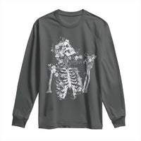 Gothic Grunge Floral Skeleton Long Sleeve Shirt Dark Alternative Aesthetic For Women