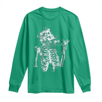 Gothic Grunge Floral Skeleton Long Sleeve Shirt Dark Alternative Aesthetic For Women