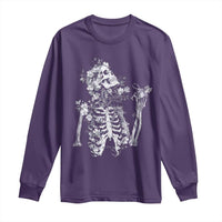 Gothic Grunge Floral Skeleton Long Sleeve Shirt Dark Alternative Aesthetic For Women