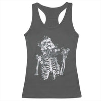 Gothic Grunge Floral Skeleton Racerback Tank Top Dark Alternative Aesthetic For Women