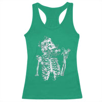 Gothic Grunge Floral Skeleton Racerback Tank Top Dark Alternative Aesthetic For Women