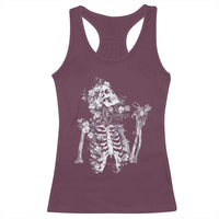 Gothic Grunge Floral Skeleton Racerback Tank Top Dark Alternative Aesthetic For Women