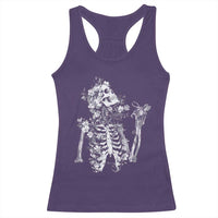 Gothic Grunge Floral Skeleton Racerback Tank Top Dark Alternative Aesthetic For Women