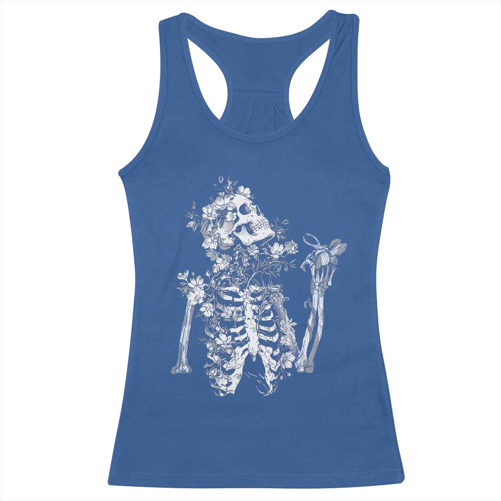 Gothic Grunge Floral Skeleton Racerback Tank Top Dark Alternative Aesthetic For Women