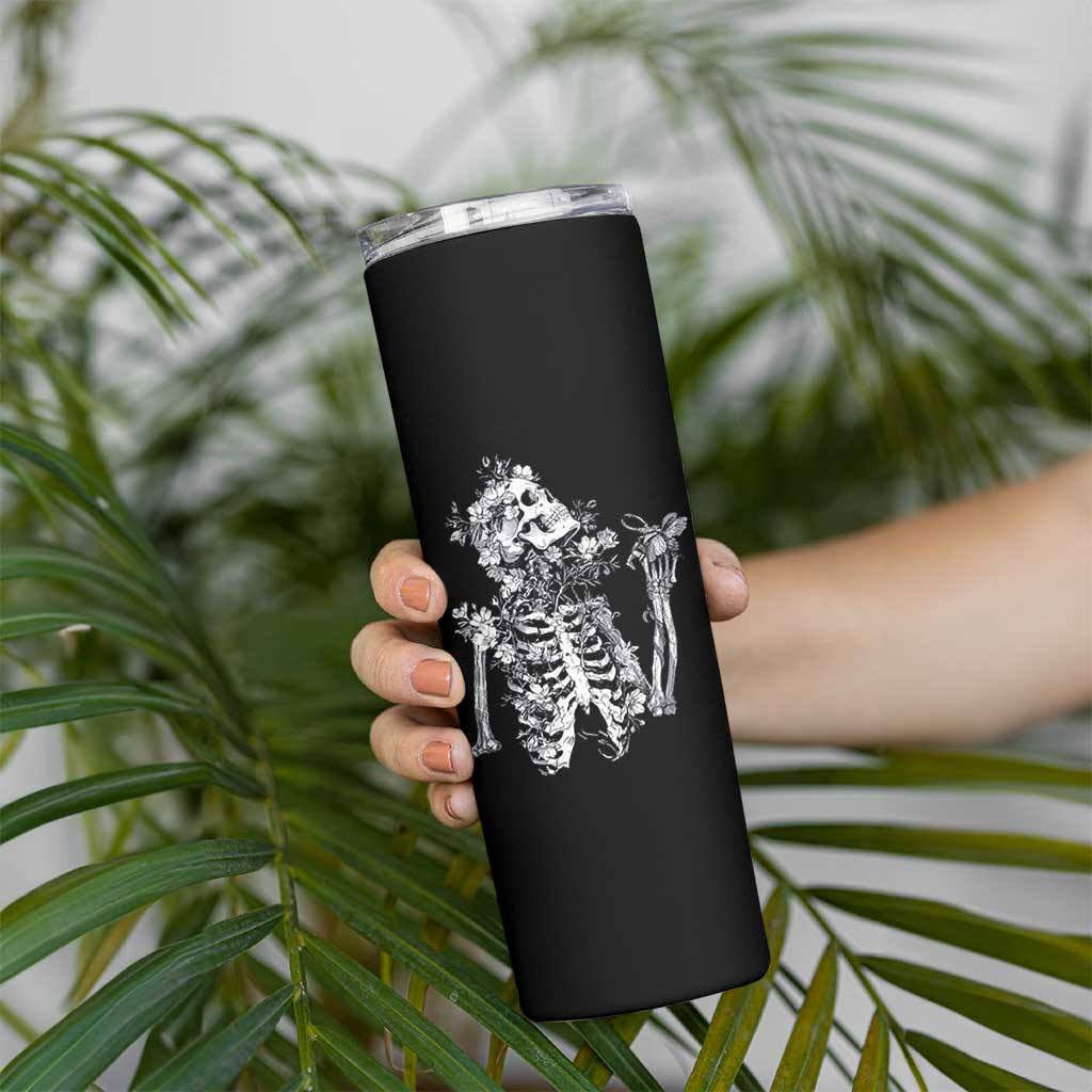 Gothic Grunge Floral Skeleton Skinny Tumbler Dark Alternative Aesthetic For Women