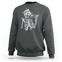 Gothic Grunge Floral Skeleton Sweatshirt Dark Alternative Aesthetic For Women
