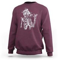 Gothic Grunge Floral Skeleton Sweatshirt Dark Alternative Aesthetic For Women