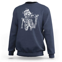 Gothic Grunge Floral Skeleton Sweatshirt Dark Alternative Aesthetic For Women