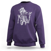 Gothic Grunge Floral Skeleton Sweatshirt Dark Alternative Aesthetic For Women