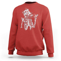 Gothic Grunge Floral Skeleton Sweatshirt Dark Alternative Aesthetic For Women