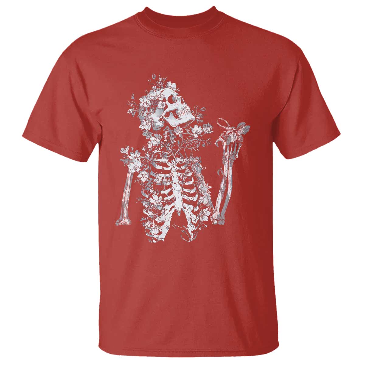 Gothic Grunge Floral Skeleton T Shirt Dark Alternative Aesthetic For Women